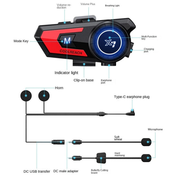 Auricolare Bluetooth per casco moto X7 con microfono antirumore