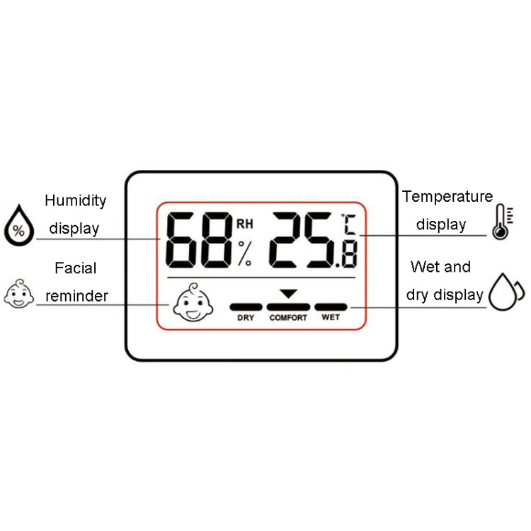 Mini misuratore elettronico di temperatura e umidità per interni domestici con supporto, Rectangle