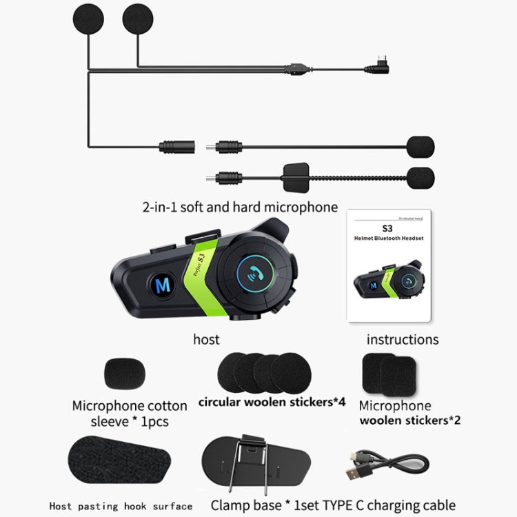 Auricolare Bluetooth per casco moto S3 con microfono antirumore