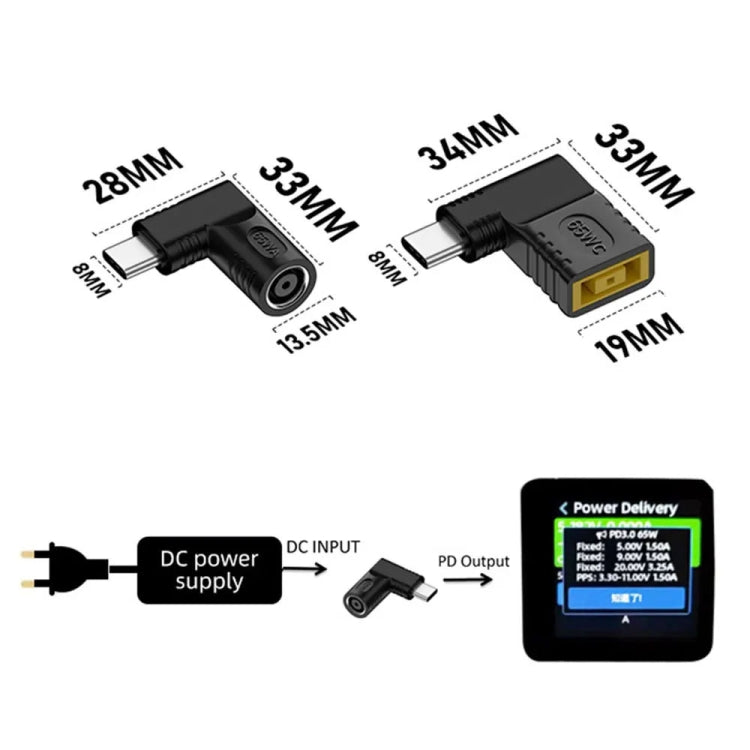 Adattatore alimentazione 65W da CC a USB-C PD