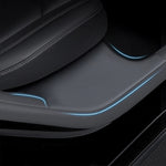 Per Tesla Model Y Porta posteriore integrata nella soglia del davanzale dei sedili posteriori Cuscinetto protettivo in pelle anti-calcio, Black, Carbon Fiber, TPE