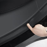 Per Tesla Model Y Porta posteriore integrata nella soglia del davanzale dei sedili posteriori Cuscinetto protettivo in pelle anti-calcio, Black, Carbon Fiber, TPE