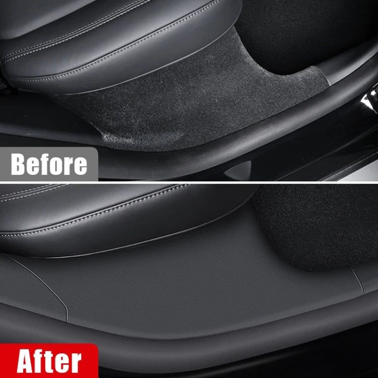 Per Tesla Model Y Porta posteriore integrata nella soglia del davanzale dei sedili posteriori Cuscinetto protettivo in pelle anti-calcio, Black, Carbon Fiber, TPE