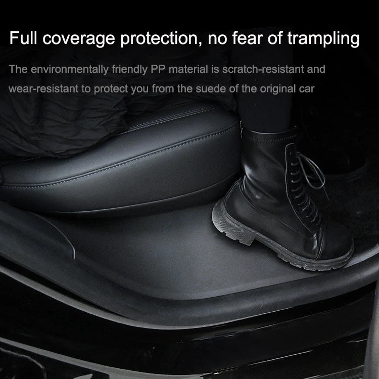 Per Tesla Model Y Porta posteriore integrata nella soglia del davanzale dei sedili posteriori Cuscinetto protettivo in pelle anti-calcio, Black, Carbon Fiber, TPE