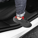 Per Tesla Model Y Porta posteriore integrata nella soglia del davanzale dei sedili posteriori Cuscinetto protettivo in pelle anti-calcio, Black, Carbon Fiber, TPE