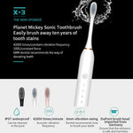 Spazzolini elettrici ricaricabili ad ultrasuoni con setole morbide Flosser 6 Gear con 4 spazzole