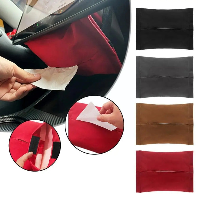 Borse per la conservazione dei fazzoletti con scatola per fazzoletti per schermo di controllo centrale per seggiolino auto Tesla Model 3 / Y, Black, Brown, Red