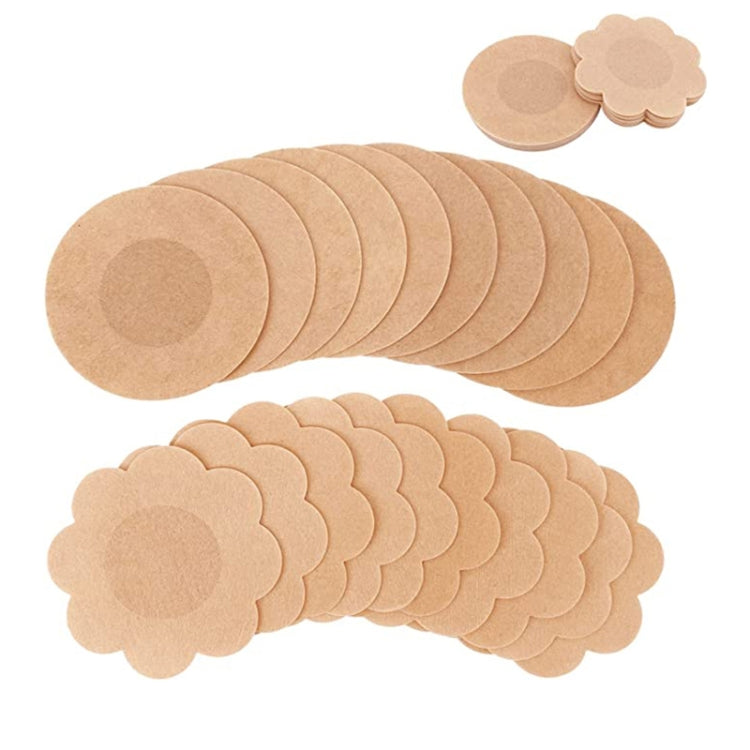 Adesivo per capezzoli anti-urto monouso da 10 pezzi/pacco Adesivo per seno anti-nudo invisibile e traspirante, Flower, Round