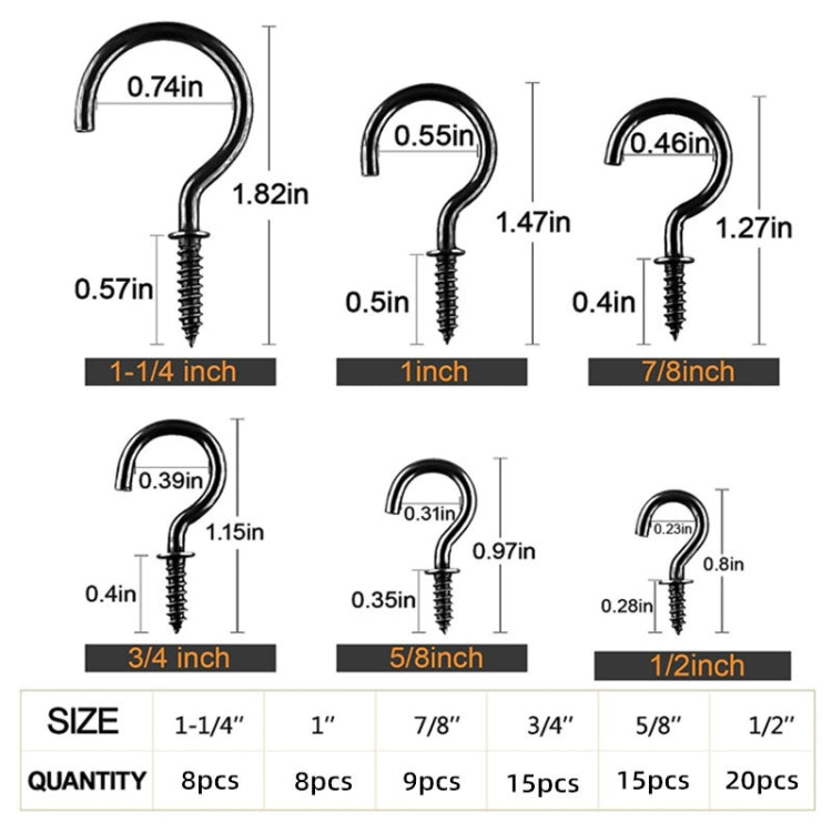 Set di ganci da soffitto da avvitare da 75 pezzi/scatola. Gancio per lampada da parete per portaoggetti domestico