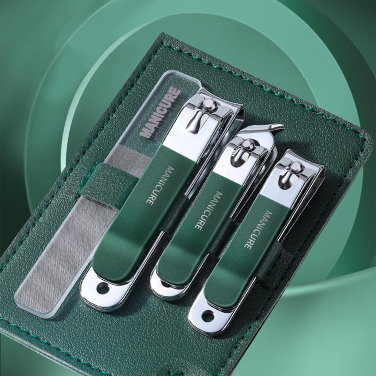 Set di coltelli per unghie in acciaio inossidabile da 4 pezzi/set Utensile da taglio per unghie con borsa rotante portatile per uso domestico, Light Pink, Matcha Green, Dark Green