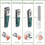 Set di coltelli per unghie in acciaio inossidabile da 4 pezzi/set Utensile da taglio per unghie con borsa rotante portatile per uso domestico, Light Pink, Matcha Green, Dark Green