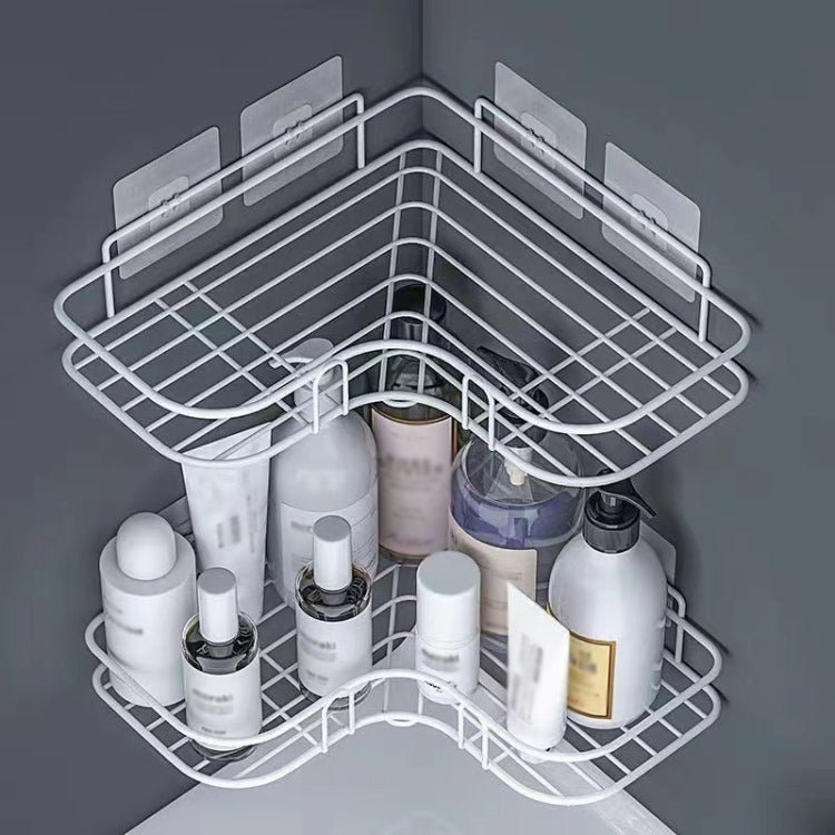 Staffa per appendere a parete multifunzionale per rack di stoccaggio triangolare per bagno senza perforazione, Triangle (White), Triangle (Black)