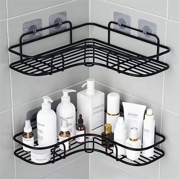 Staffa per appendere a parete multifunzionale per rack di stoccaggio triangolare per bagno senza perforazione, Triangle (White), Triangle (Black)