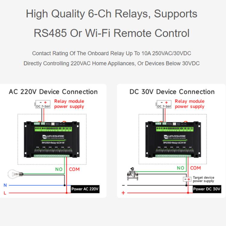 Scheda controllo industriale RP2350 con modulo Wi-Fi e 6 relè