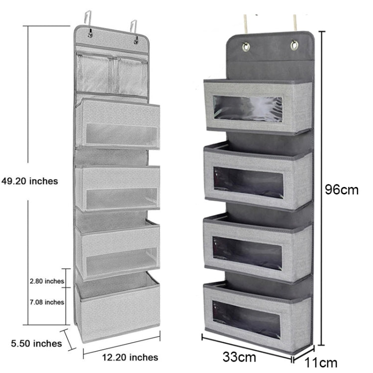 GD03 Borsa portaoggetti in tessuto a parete, porta della stanza dell'armadio, dietro la borsa appesa, Gray 4-grids, Beige 4-grids, Brown 4-grids, Black 4-grids, 4+1 Gray, 4+1 Beige, Wave Pattern 4-grids, Lantern Flower 4-grids