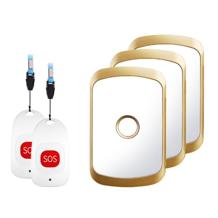 Cercapersone wireless da due a tre per anziani Cercapersone di emergenza impermeabile per assistenza domiciliare, spina europea