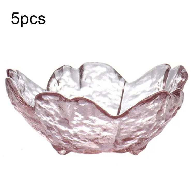 Piatto piccolo piatto per salsa casa in vetro martello da 5 pezzi/set, Pink, Gold Edge Pink, Transparent