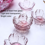 Piatto piccolo piatto per salsa casa in vetro martello da 5 pezzi/set, Pink, Gold Edge Pink, Transparent