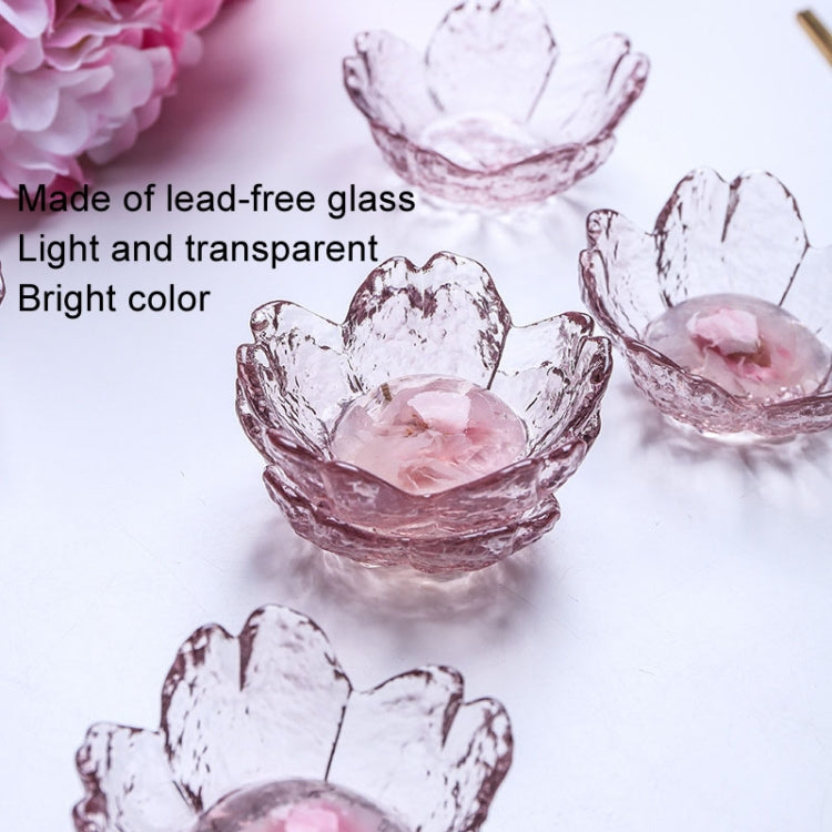 Piatto piccolo piatto per salsa casa in vetro martello da 5 pezzi/set, Pink, Gold Edge Pink, Transparent