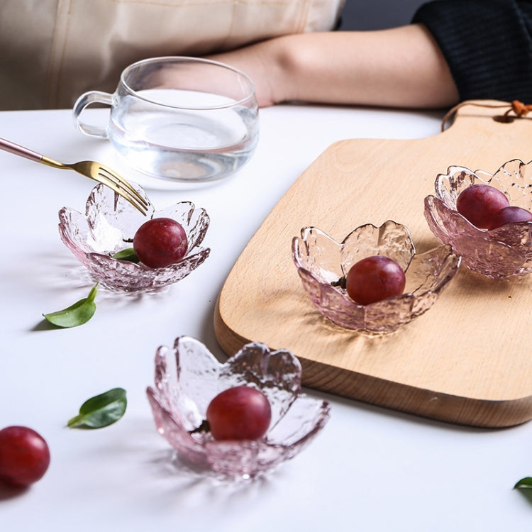 Piatto piccolo piatto per salsa casa in vetro martello da 5 pezzi/set, Pink, Gold Edge Pink, Transparent
