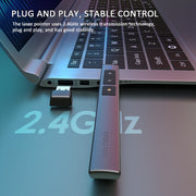 Deli Clicker USB per girare pagine da 2,4 GHz con luce rossa per PPT, 2802 (Black), 2802 (White)
