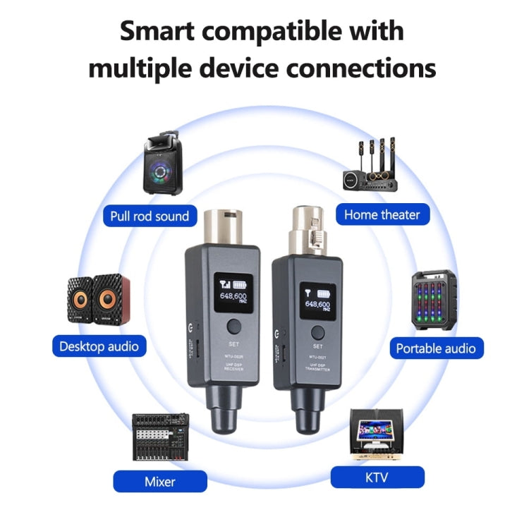 Sistema wireless microfono MTU-002 trasmettitore e ricevitore UHF