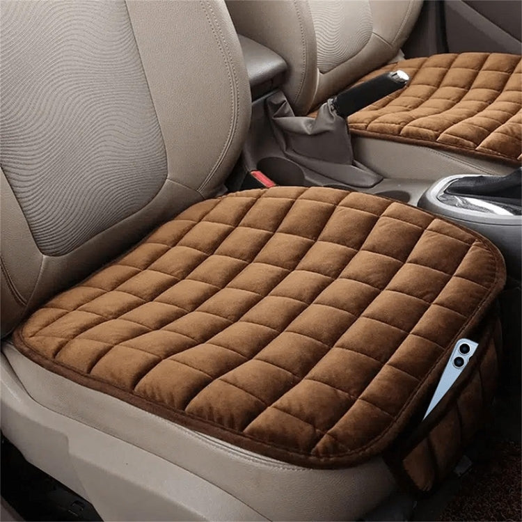 Cuscino del sedile invernale in peluche antiscivolo e senza schienale per auto, Front Row Beige, Front Row Red, Front Row Black, Front Row Coffee