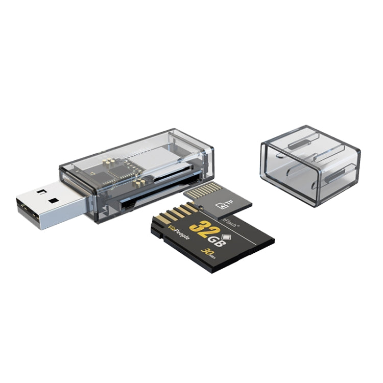 Convertitore OTG da USB a SD/TF Lettore di schede multifunzione 2 in 1, Transparent