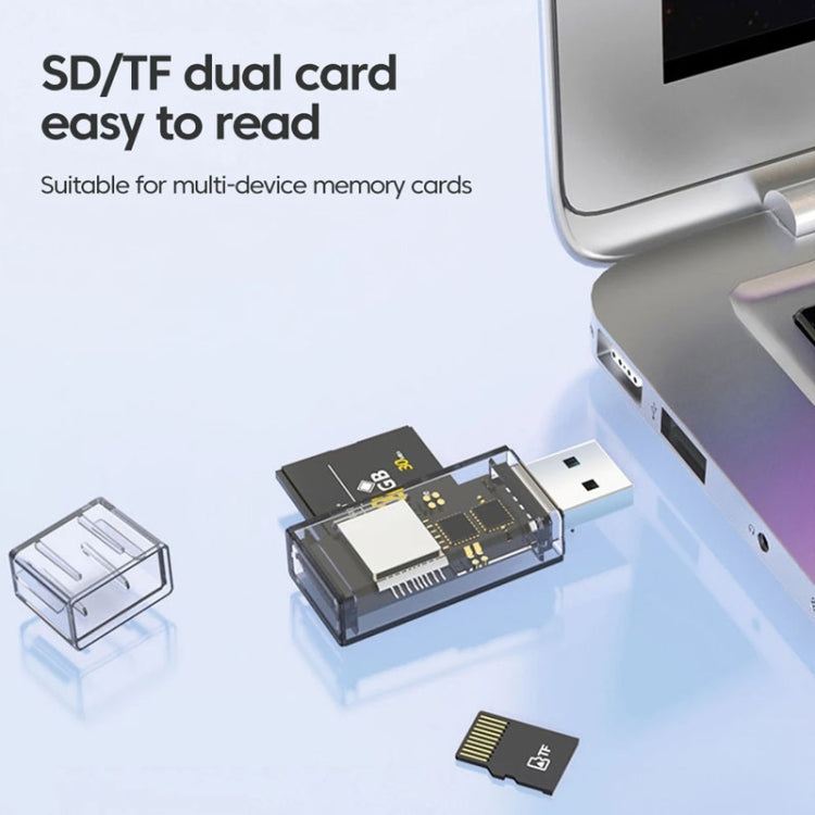 Convertitore OTG da USB a SD/TF Lettore di schede multifunzione 2 in 1, Transparent