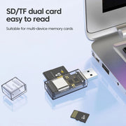 Convertitore OTG da USB a SD/TF Lettore di schede multifunzione 2 in 1, Transparent