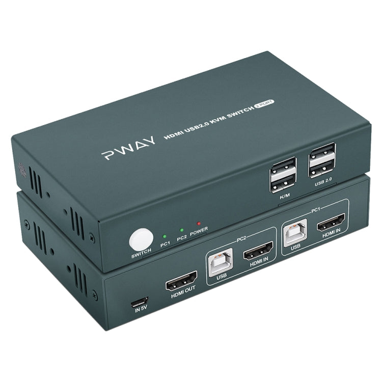 PWAY PW-S7201H Switch KVM HDMI 2 ingressi e 1 uscita Taglierina per schermo video HD 4K