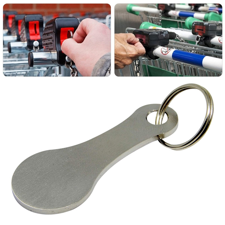 Portachiavi in metallo Gettoni per carrello della spesa Chiavi rimovibili per carrello della spesa, Silver, Black