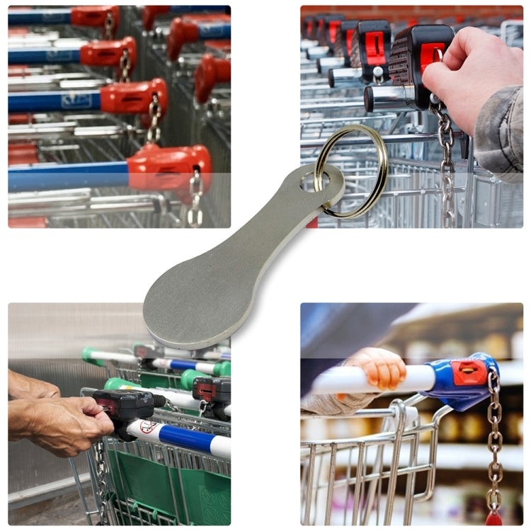 Portachiavi in metallo Gettoni per carrello della spesa Chiavi rimovibili per carrello della spesa, Silver, Black