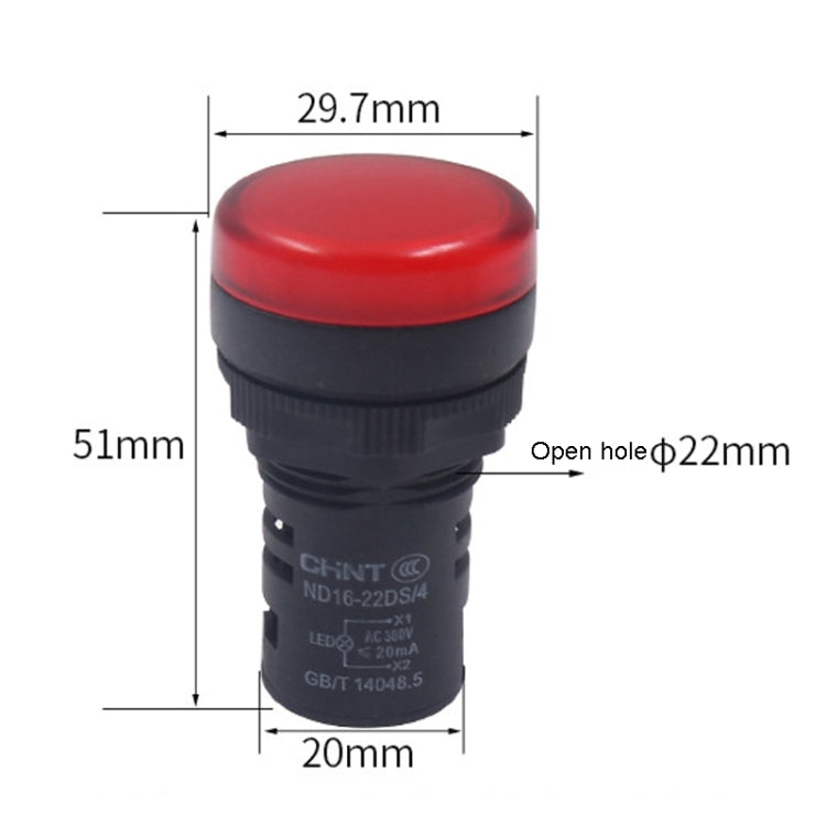 Indicatore luminoso LED CHINT ND16-22DS 24V/220V