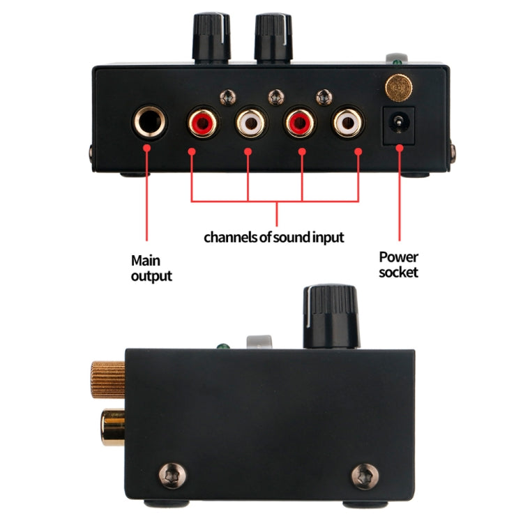 Preamplificatore per giradischi vinile con connettori RCA e TRS