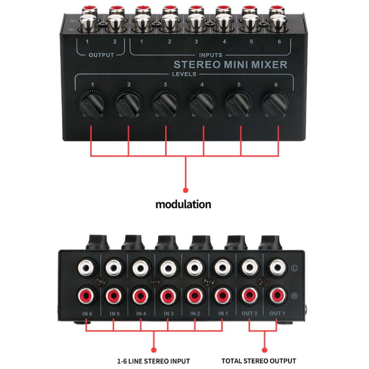 Controller mixer passivo a 6 canali con hub audio stereo, CX600