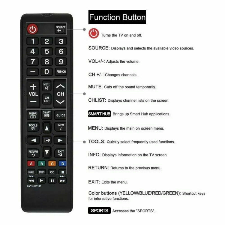Telecomando ricambio Samsung BN59-01199F per Smart TV