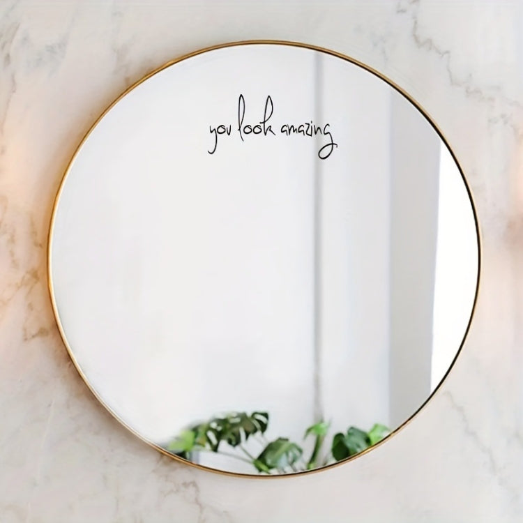 2 pezzi/set adesivi in vinile impermeabili e antiolio adesivi decorativi a specchio, Hello sweet cheeks, You look amazing