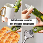 Pulitore per scanalature del coperchio della bottiglia d'acqua 3 in 1 a forma di U. Spazzola per la pulizia del coperchio della tazza