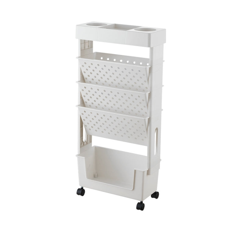 Carrello portaoggetti in plastica con carrello mobile a 5 strati per scaffali verticali per libri per studenti