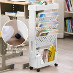 Carrello portaoggetti in plastica con carrello mobile a 5 strati per scaffali verticali per libri per studenti