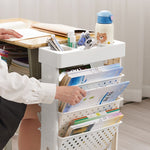 Carrello portaoggetti in plastica con carrello mobile a 5 strati per scaffali verticali per libri per studenti