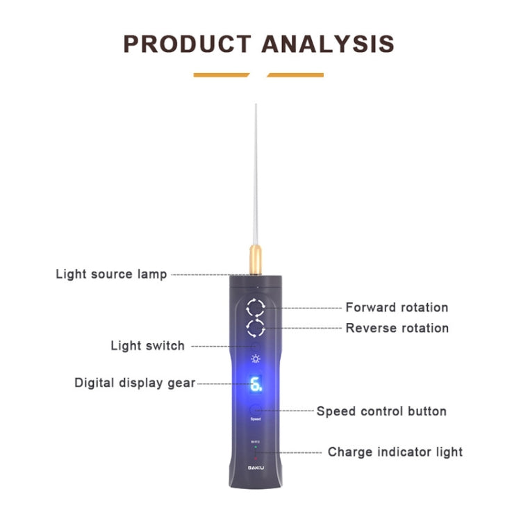 BAKU BK-R12 Electric Glue Removal Tool for OCA Phone Repair with Light, BAKU BK-R12