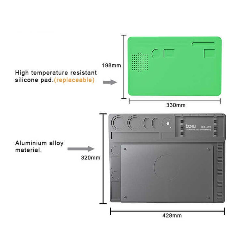 BAKU BA-692 2 in 1 Microscope Maintenance Insulation Mat Aluminum Alloy Silicone Work Mat