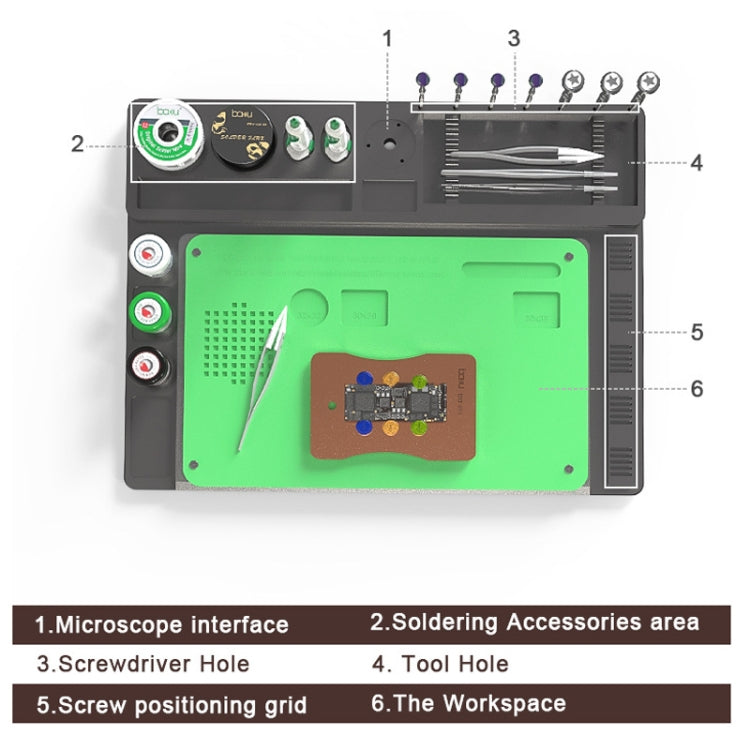 BAKU BA-692 2 in 1 Microscope Maintenance Insulation Mat Aluminum Alloy Silicone Work Mat