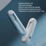 Spazzola per la pulizia multifunzione per la pulizia degli auricolari Bluetooth, strumento per la rimozione della polvere del telefono, Sky Blue, Grey