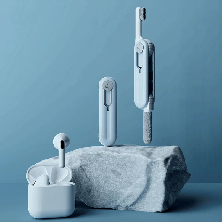 Spazzola per la pulizia multifunzione per la pulizia degli auricolari Bluetooth, strumento per la rimozione della polvere del telefono, Sky Blue, Grey