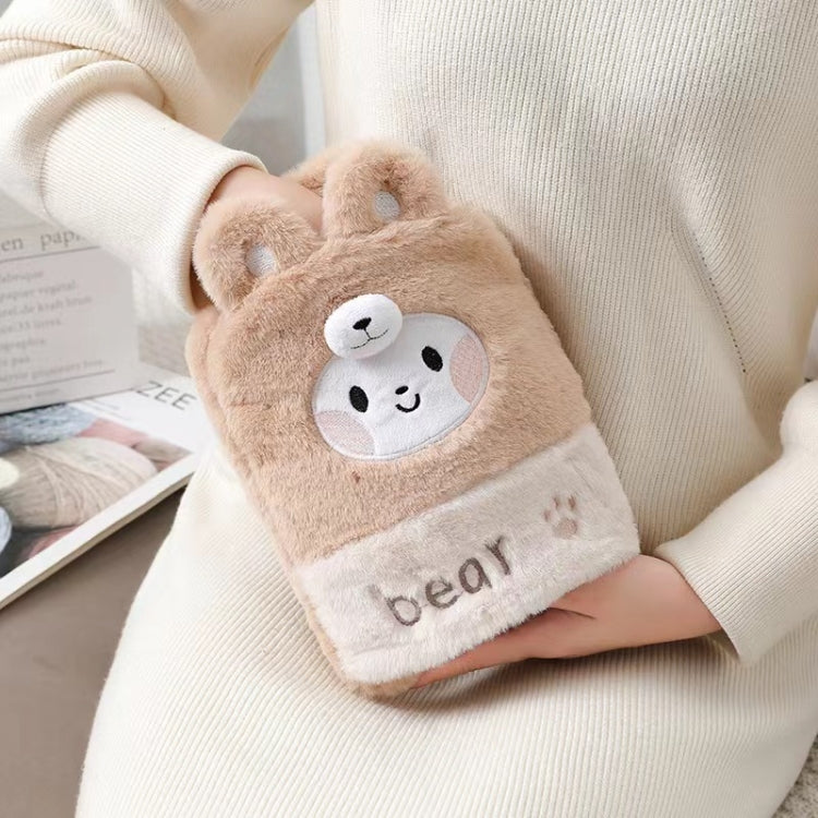 Borsa per acqua calda da 1 litro, scaldamani in peluche a due mani, Black and White Puppy, Brown Bear, Fruit Green Frog, Yellow Duck, Pink Bunny, Consortium, Naughty Cat, Little Brown Bear, Little White Rabbit