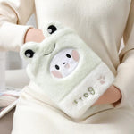 Borsa per acqua calda da 1 litro, scaldamani in peluche a due mani, Black and White Puppy, Brown Bear, Fruit Green Frog, Yellow Duck, Pink Bunny, Consortium, Naughty Cat, Little Brown Bear, Little White Rabbit
