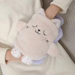 Borsa per acqua calda da 1 litro, scaldamani in peluche a due mani, Black and White Puppy, Brown Bear, Fruit Green Frog, Yellow Duck, Pink Bunny, Consortium, Naughty Cat, Little Brown Bear, Little White Rabbit